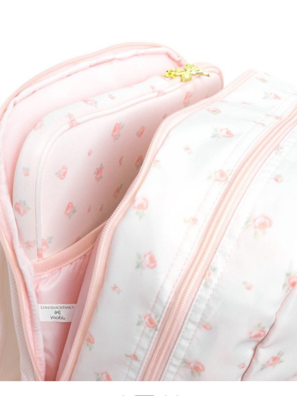 LoveShackFancy NWT Pink Quilted Bow Backpack Blooming Heirloom Ditsy pattern - Picture 9 of 12